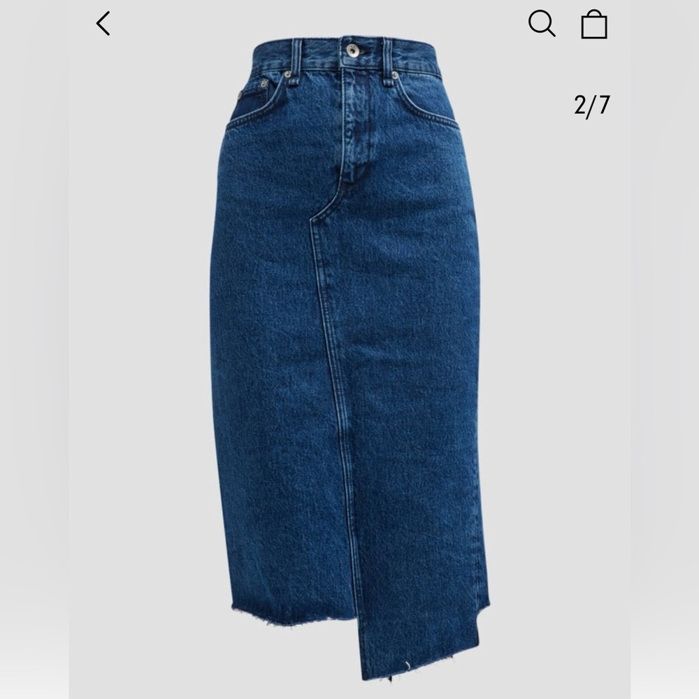 NWT Rag & Bone Sukato Denim Skirt Featuring a Frayed Step Hem Size 31 - Picture 7 of 16